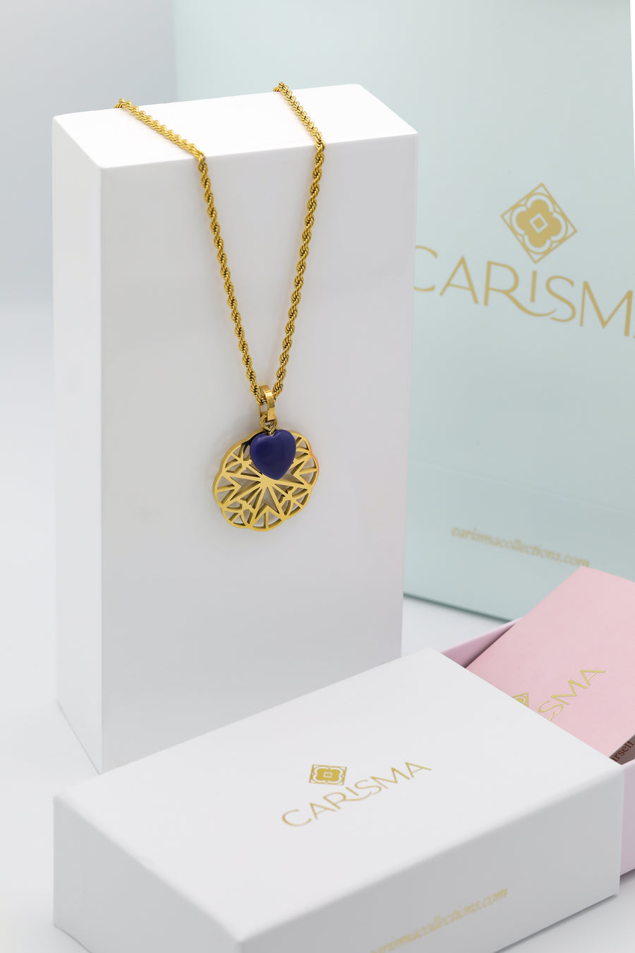 Large Maltese Lace Cross Pendant & Heart Birthstone Necklace Gift Set