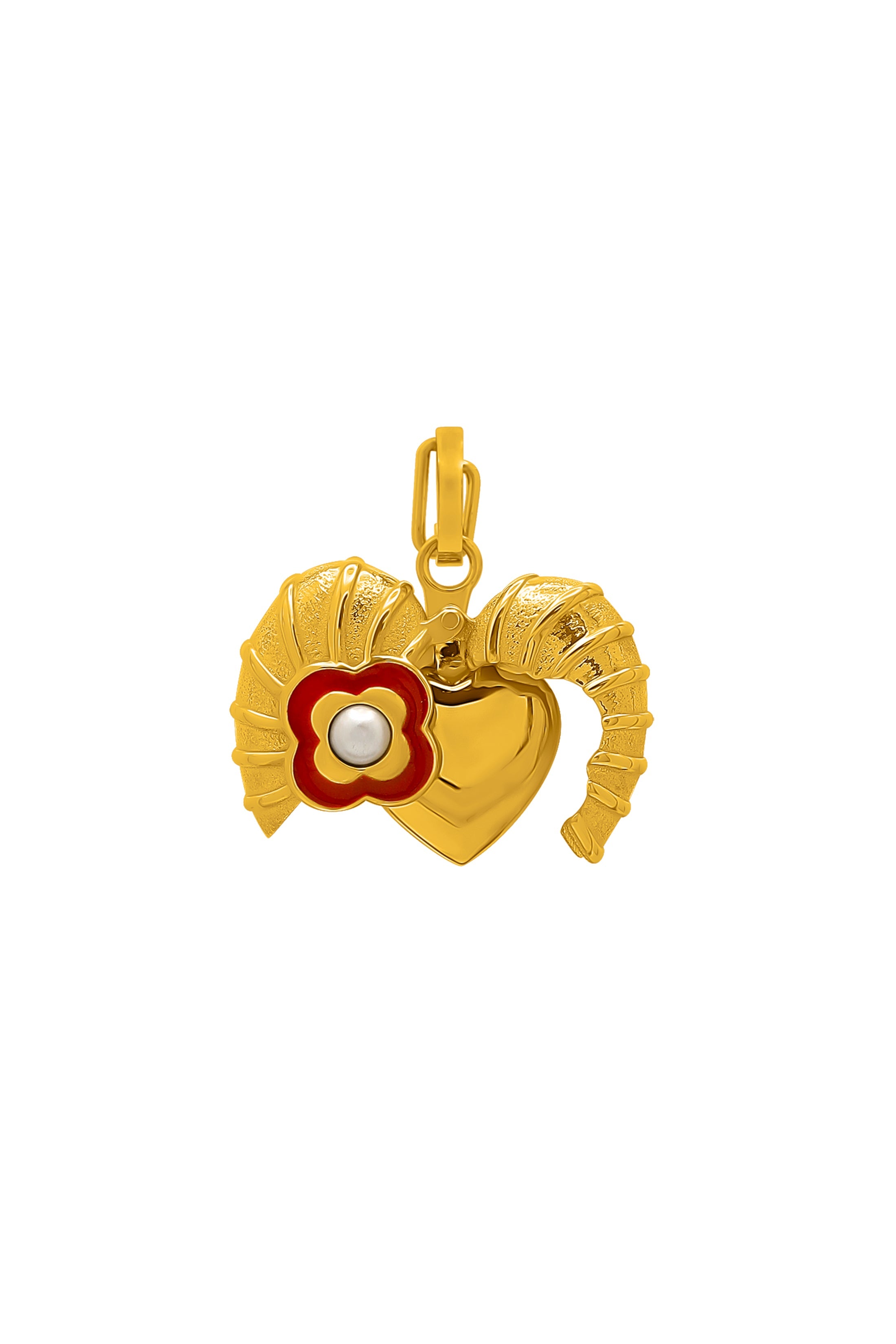 Red Heart Enamel Engravable Pendant &amp; Heart of Gold Studs Gift Set