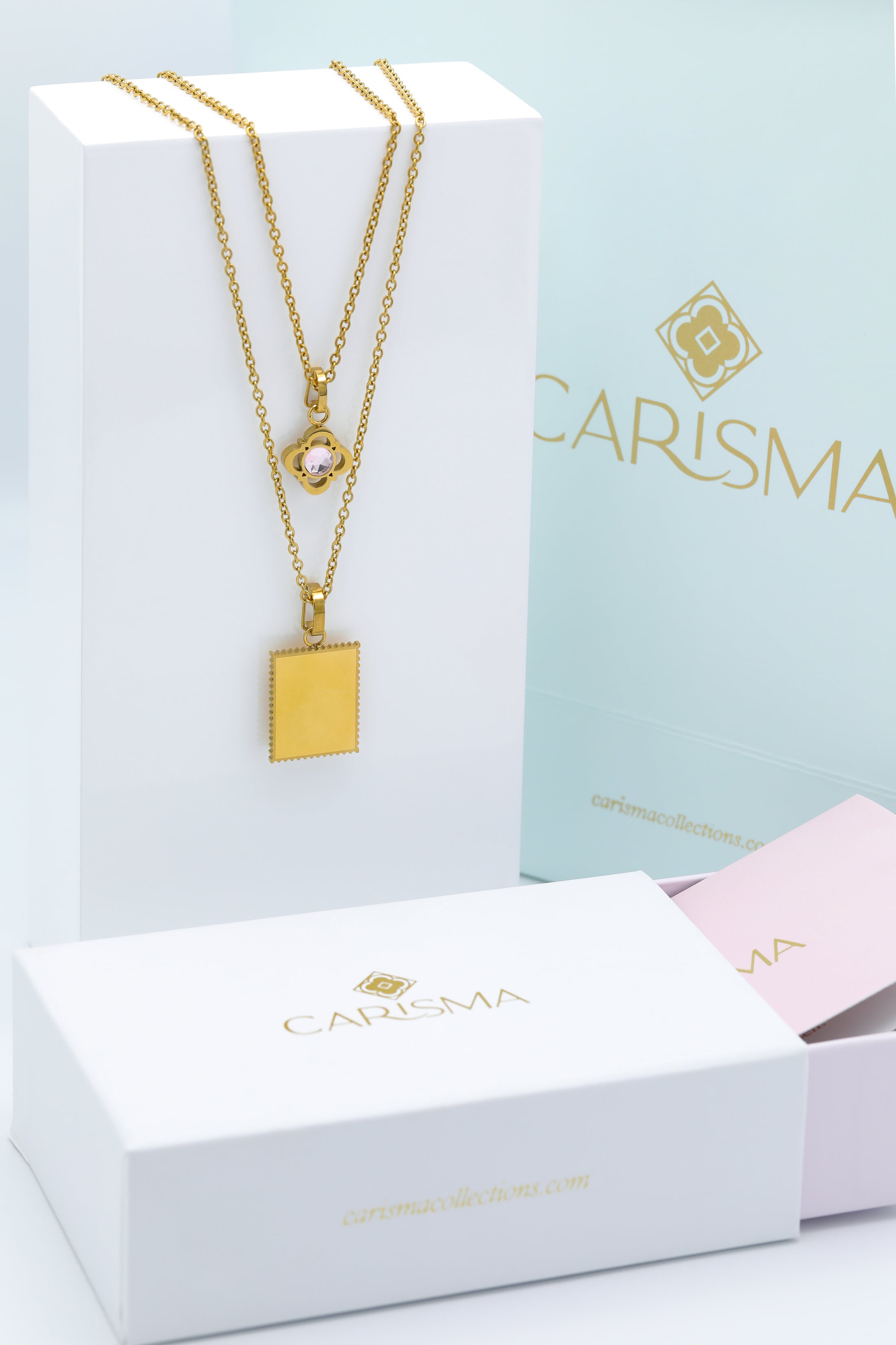 Engravable Stamp &amp; Carisma Logo Birthstone Pendant Gift Set