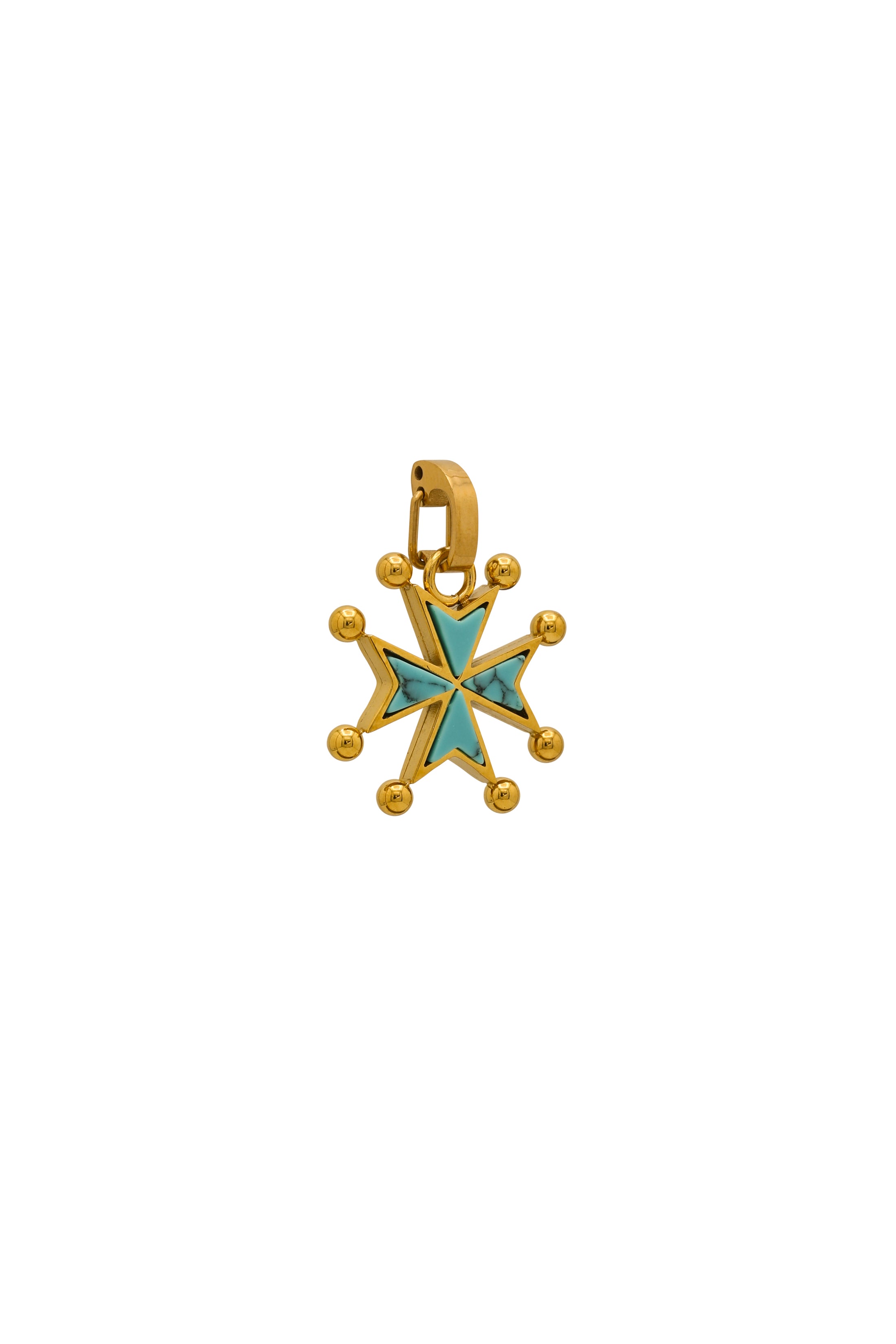 Turquoise Stone Maltese Cross Pendant Earring Set