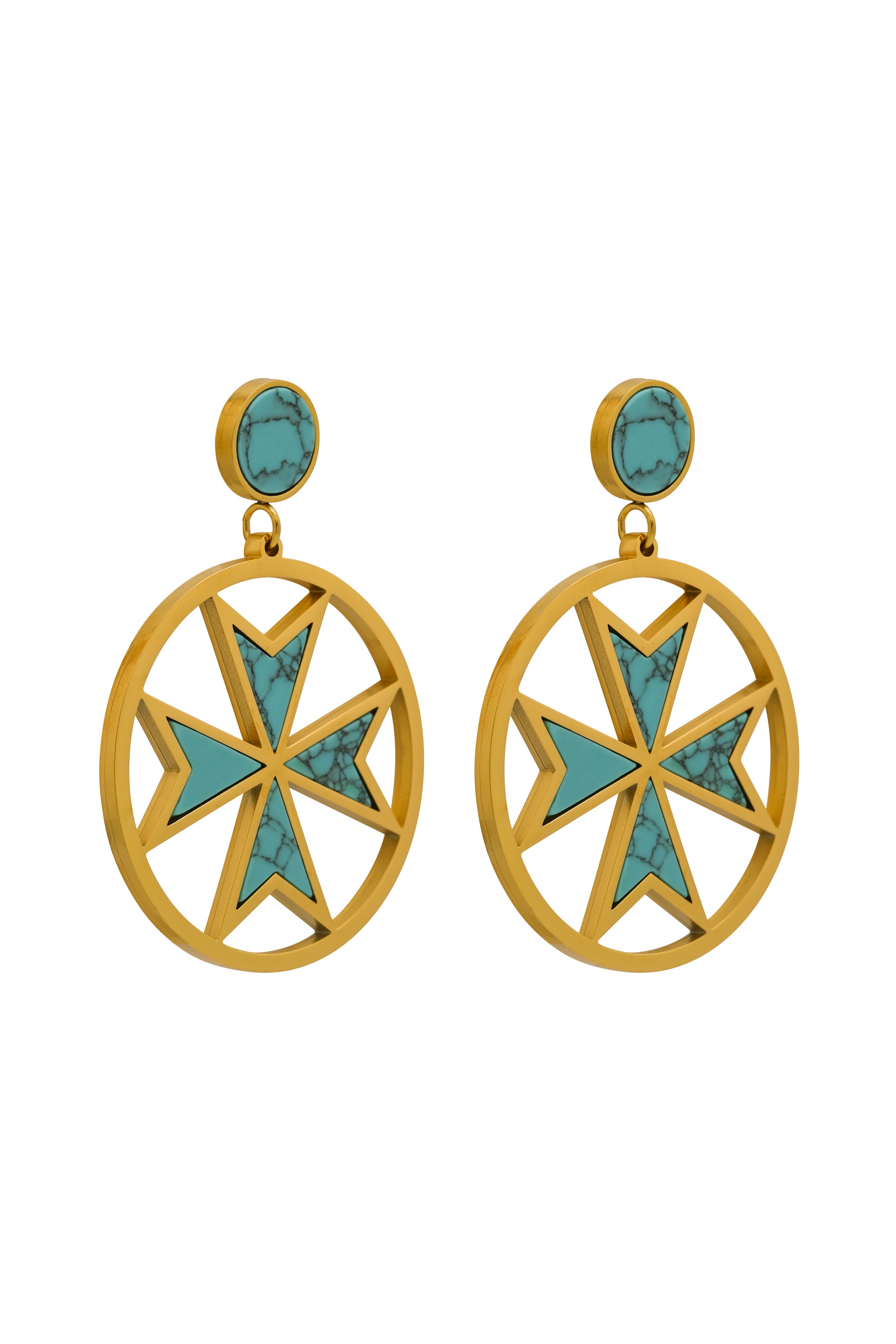 The Turquoise Maltese Cross Earring Set