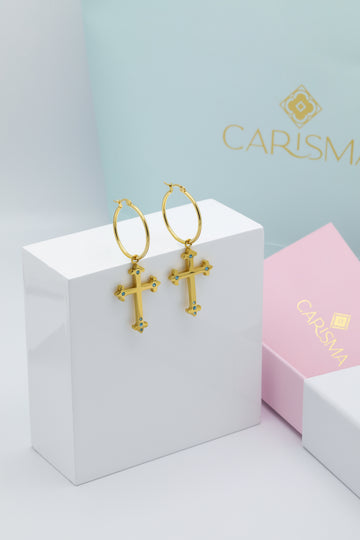 Blue Crystals Carisma Cross Pendant Earring Gift Set