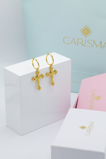 Pink Crystals Carisma Cross Pendant Earring Gift Set