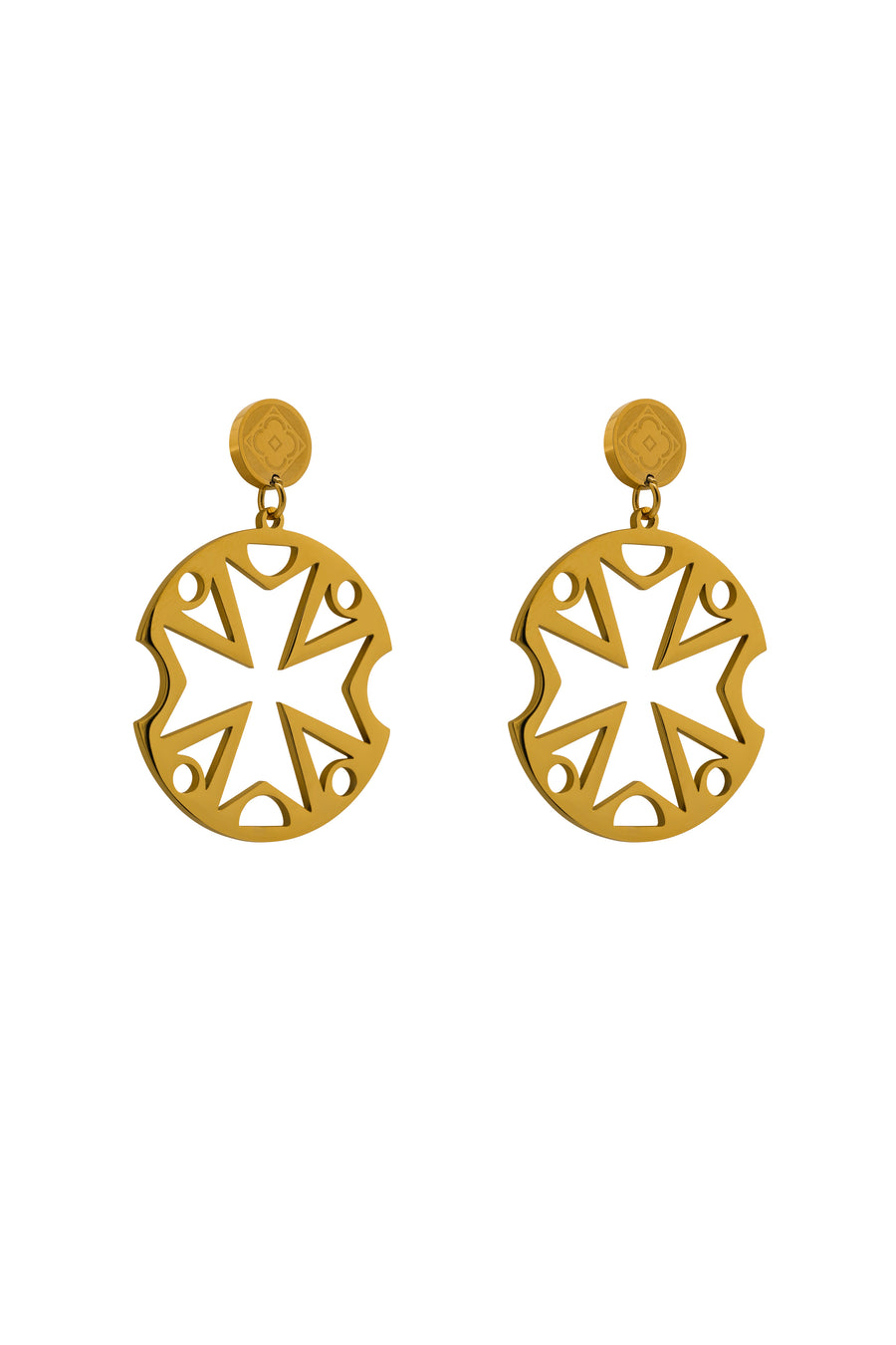 Medium Maltese Cross Cut-Out Earring Set