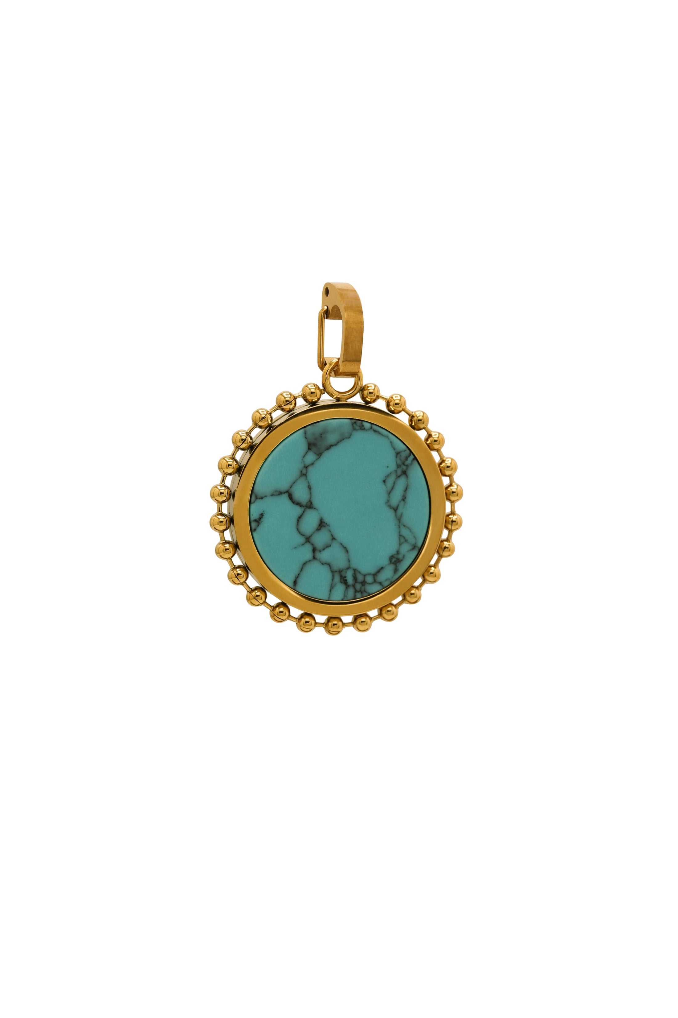 Turquoise Stone &amp; Tile Pendant Earring Set