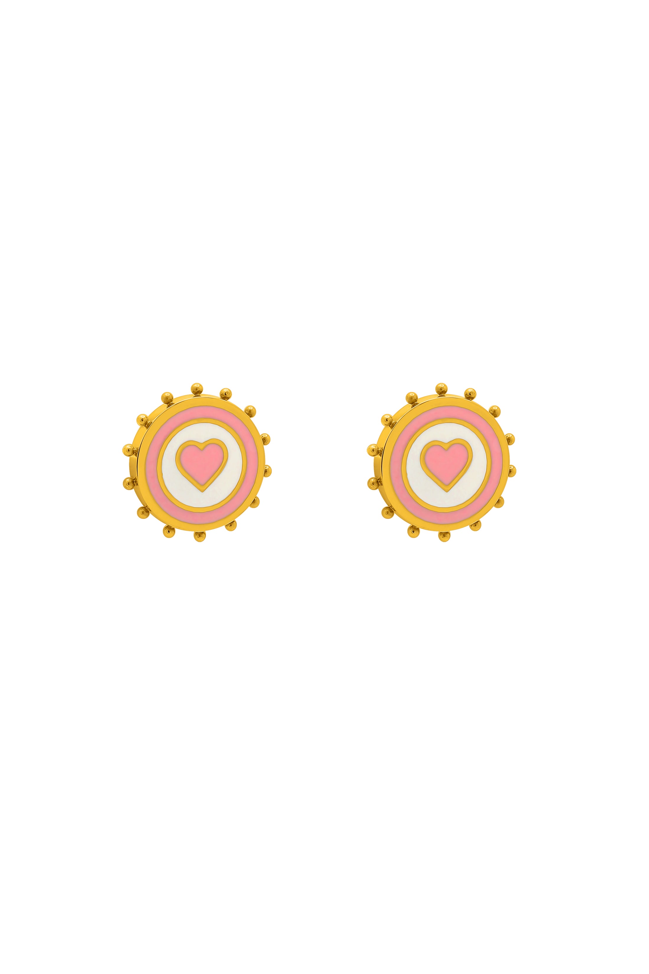 Pink Circle Love Stud Earrings