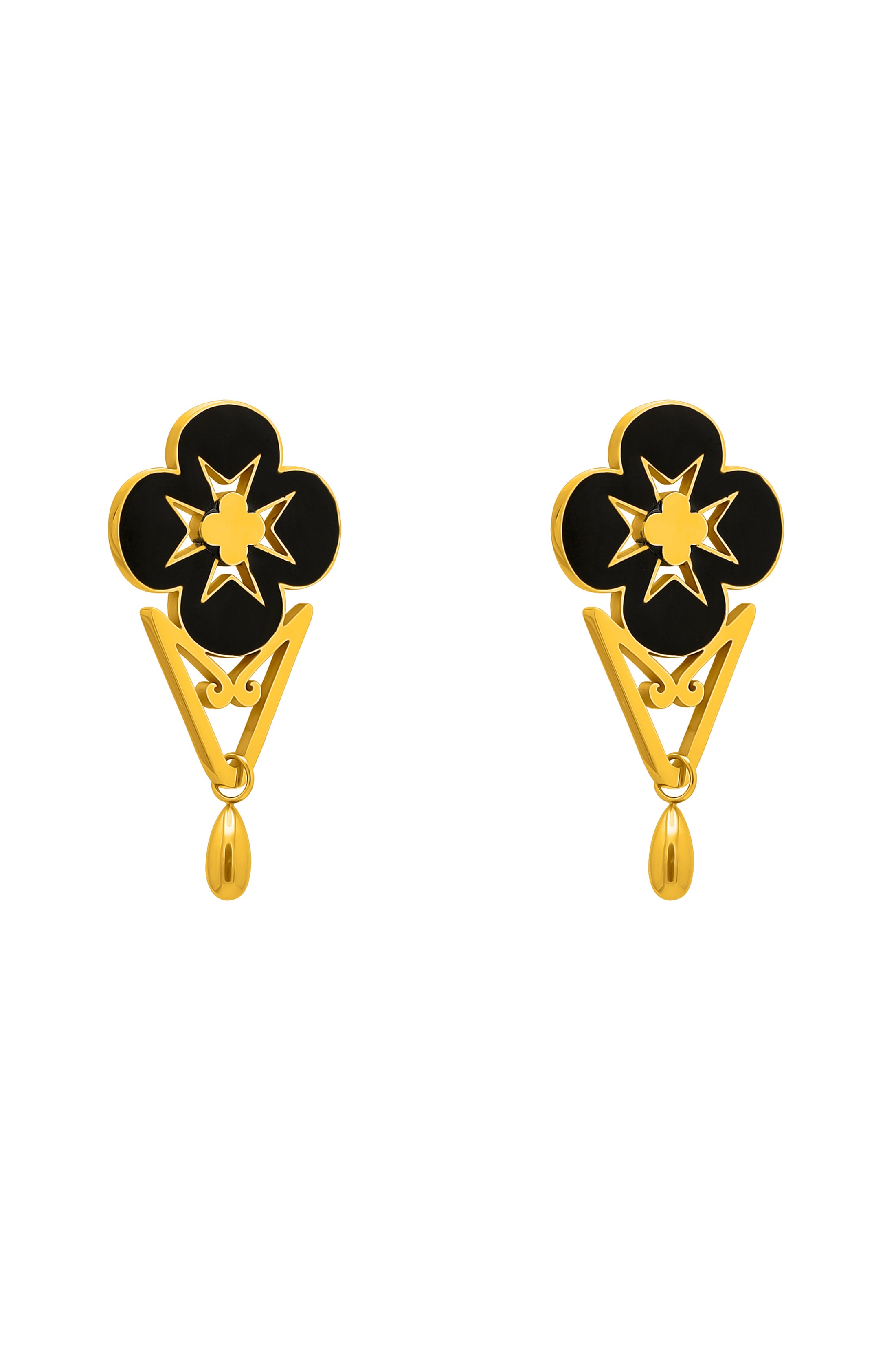 Ju&#39;s Maltese Cross Drop Stud Earring Set
