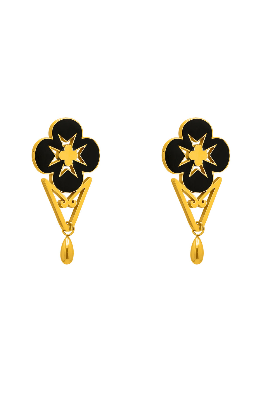 Ju's Maltese Cross Drop Stud Earring Set