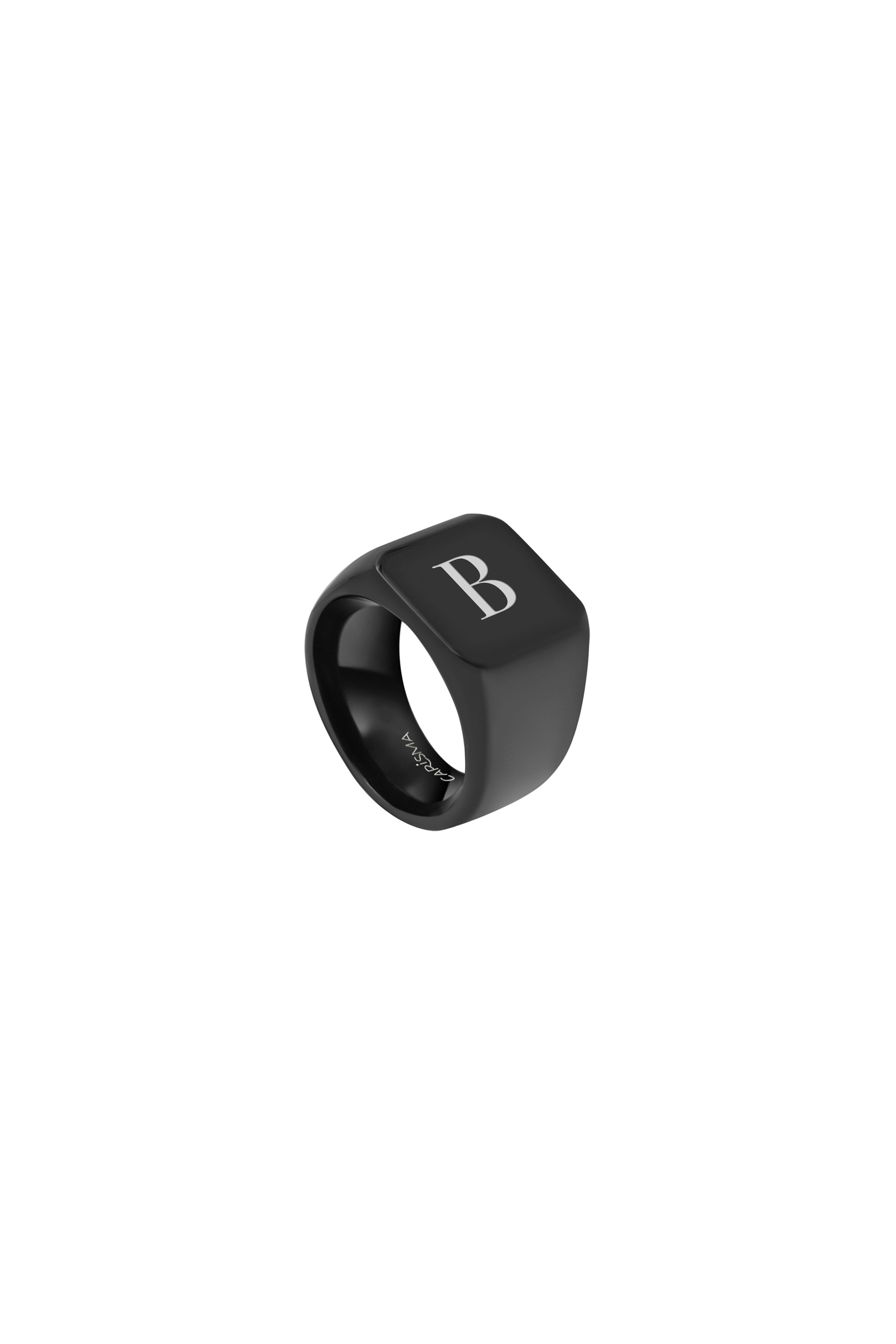 Matte Black Square Engravable Ring