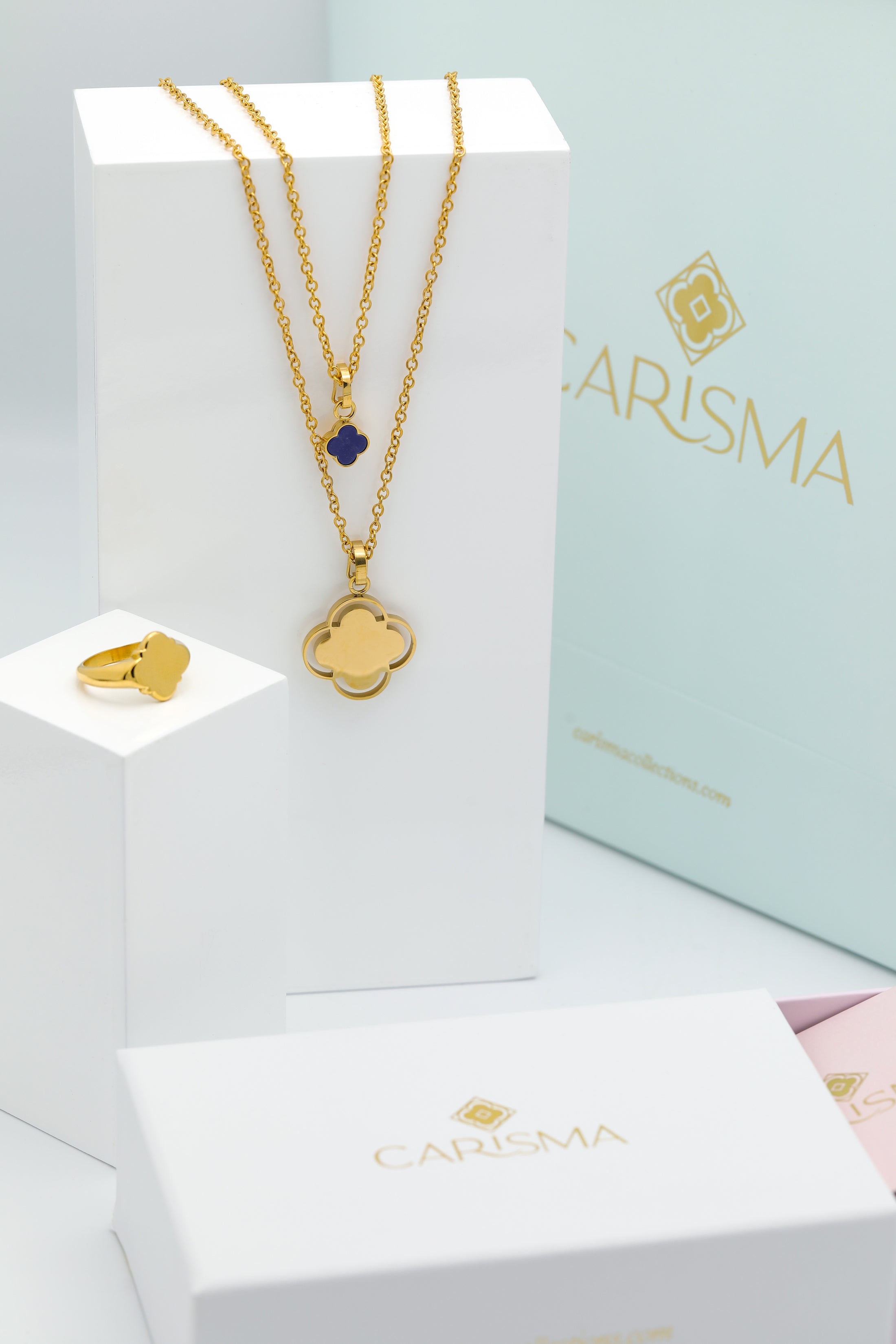 Carisma Logo Engravable Pendant &amp; Carisma Birthstone with Olivia&#39;s Engravable Ring Gift Set