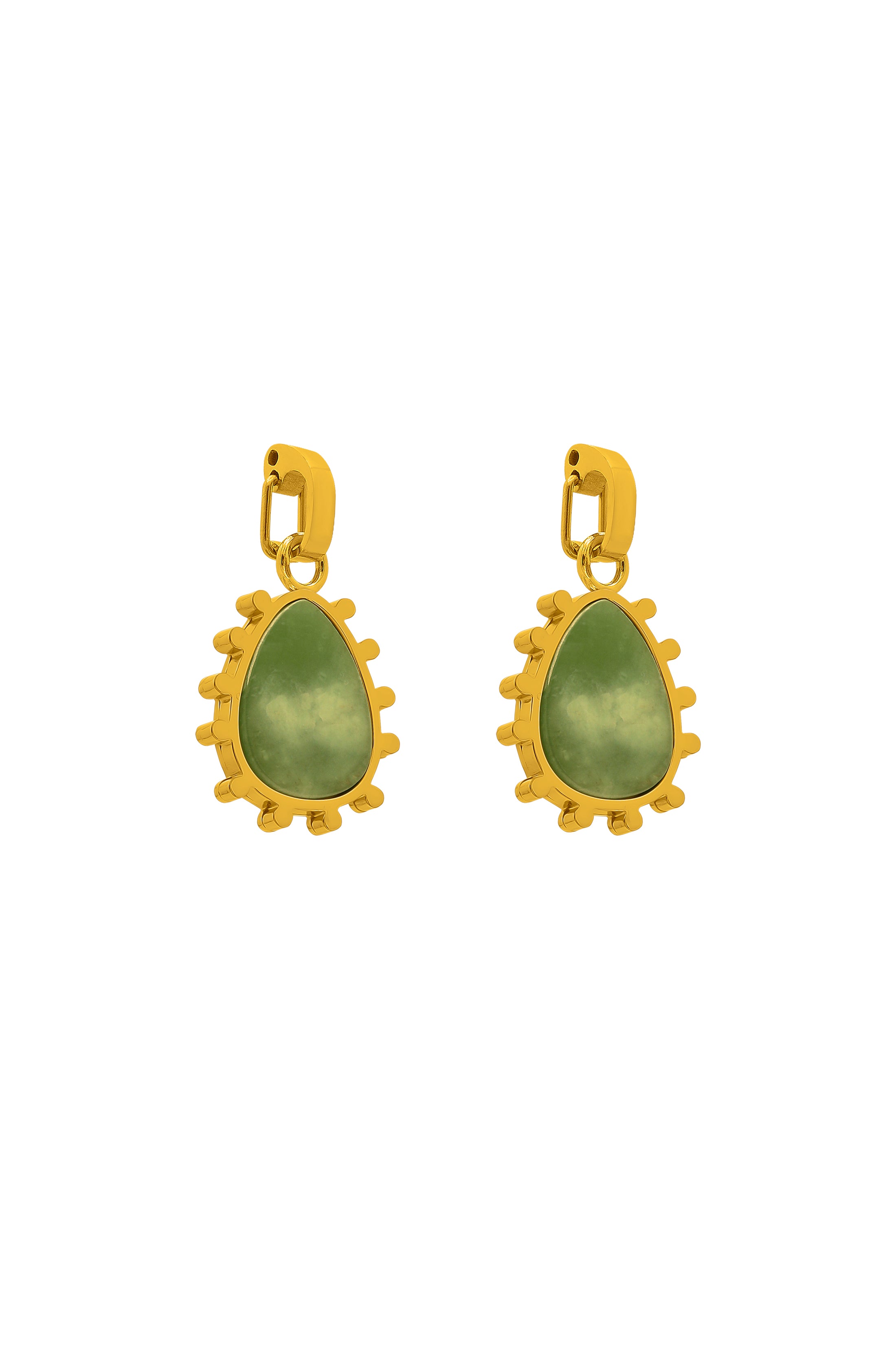 Prickly Pear Green Stone Pendant Earring Set