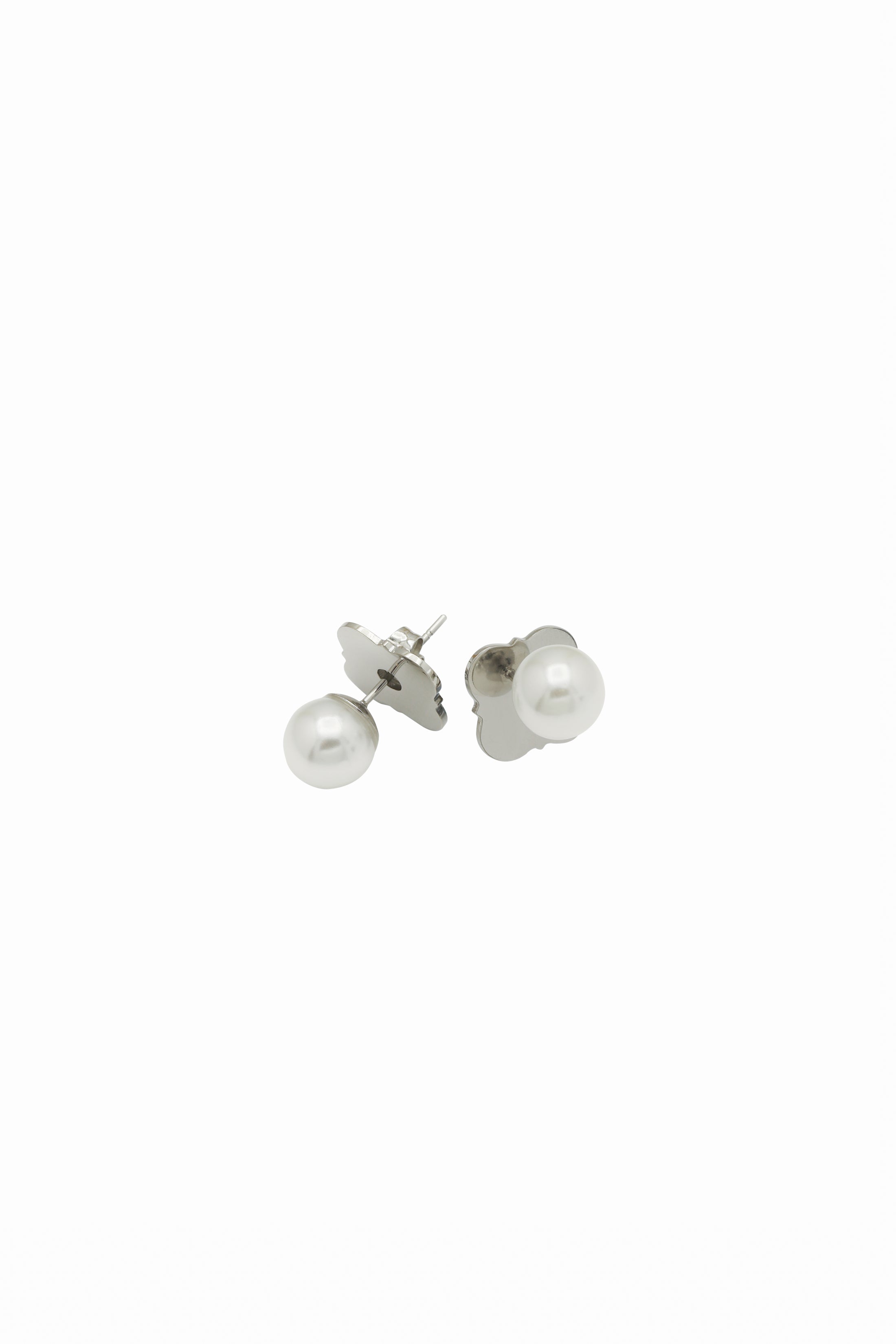 Silver Pearl Ball Stud Earring Set