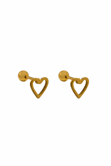 Heart of Gold Hollow Stud Earring Set