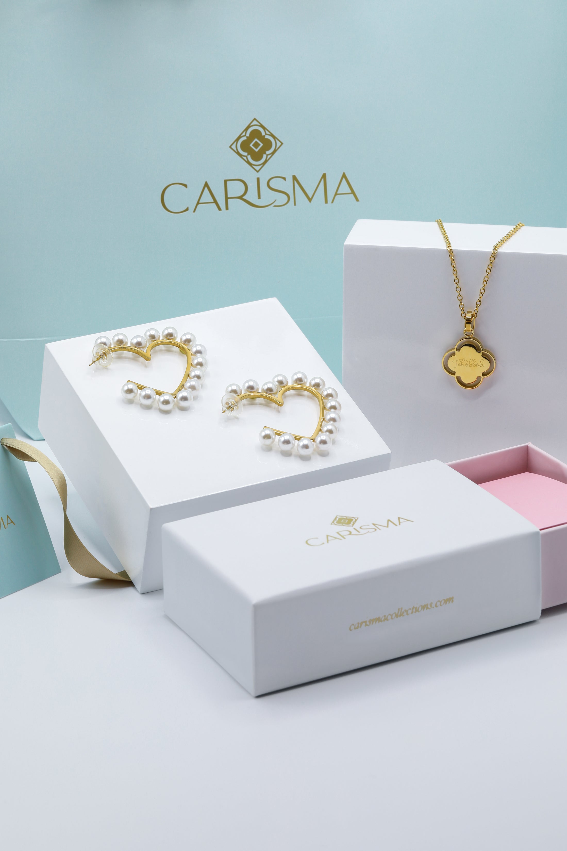 &quot;Inħobbok&quot; or Qalb ta&#39; Qalbi&quot; Carisma Pendant &amp; Loving Pearl Earrings Gift Set