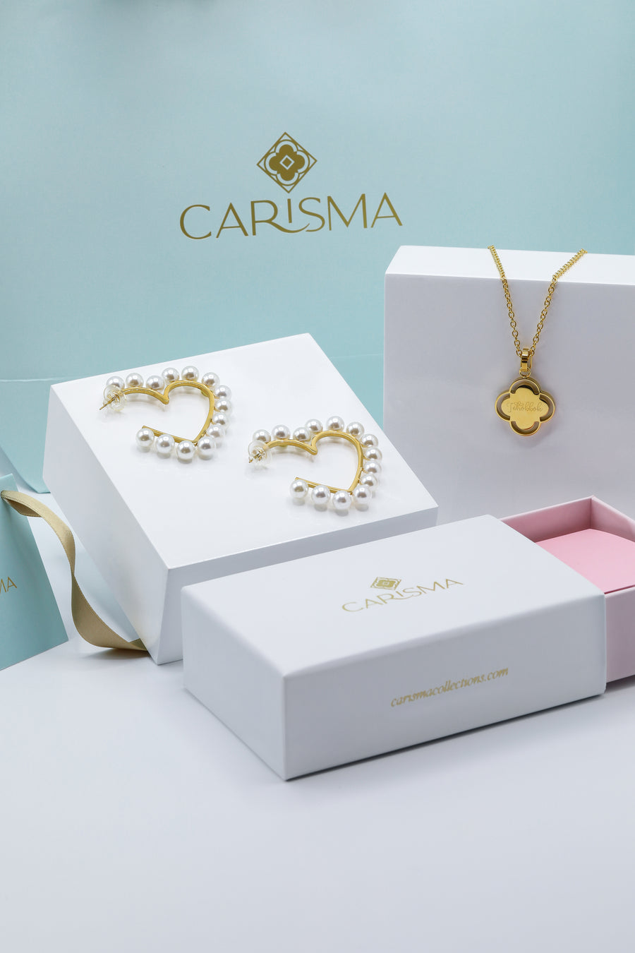 "Inħobbok" or Qalb ta' Qalbi" Carisma Pendant & Loving Pearl Earrings Gift Set