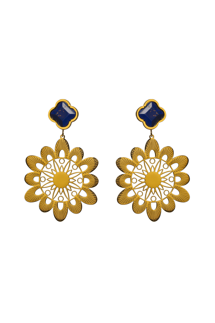 Deep Blue Stone Maltese Lace Earring Set