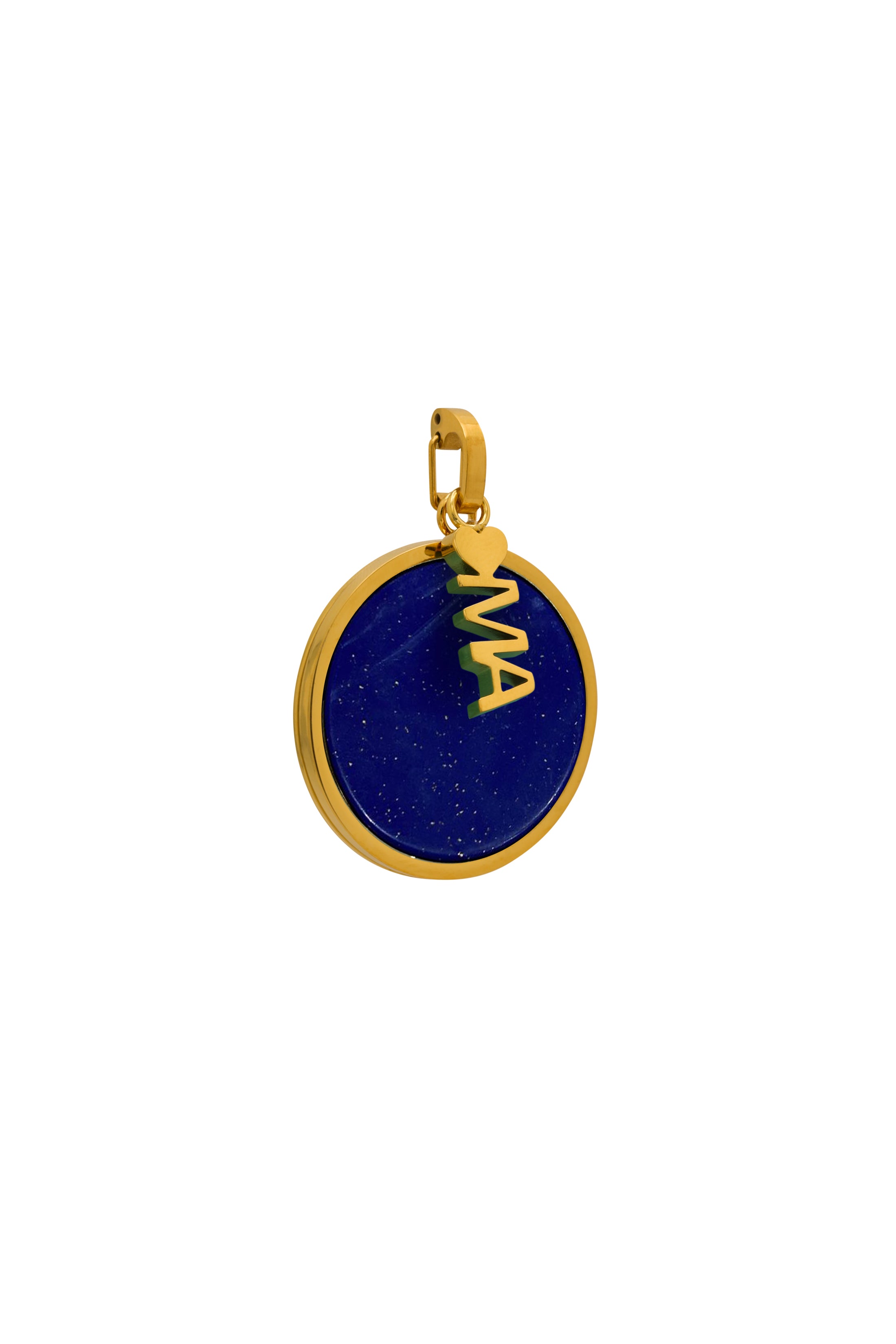 Gold Glitter Lazuli Stone Large Circle Pendant