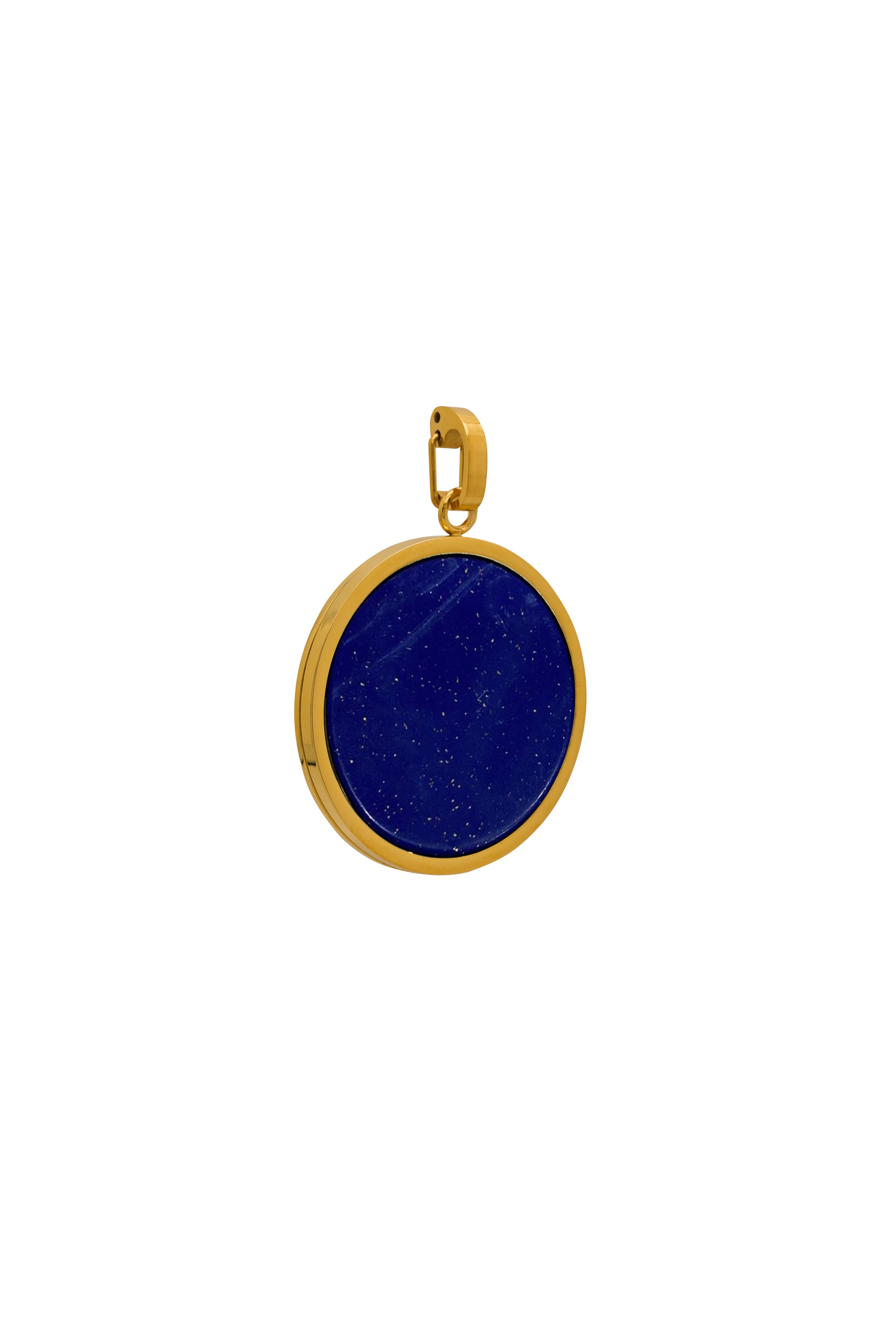 Gold Glitter Lazuli Stone Large Circle Pendant