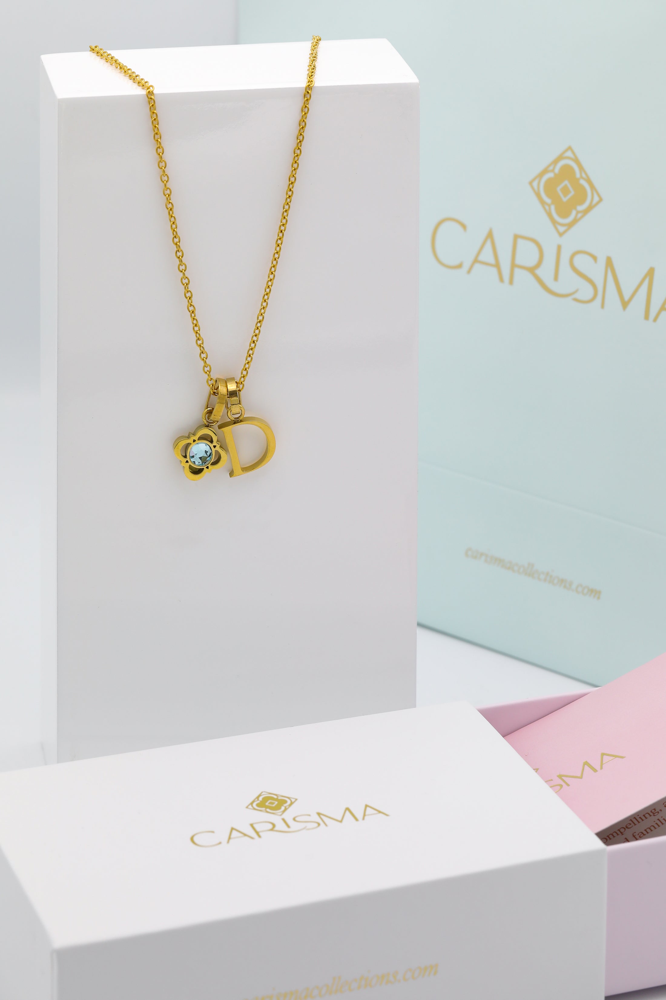 Carisma Letter &amp; Logo Birthstone Necklace Gift Set