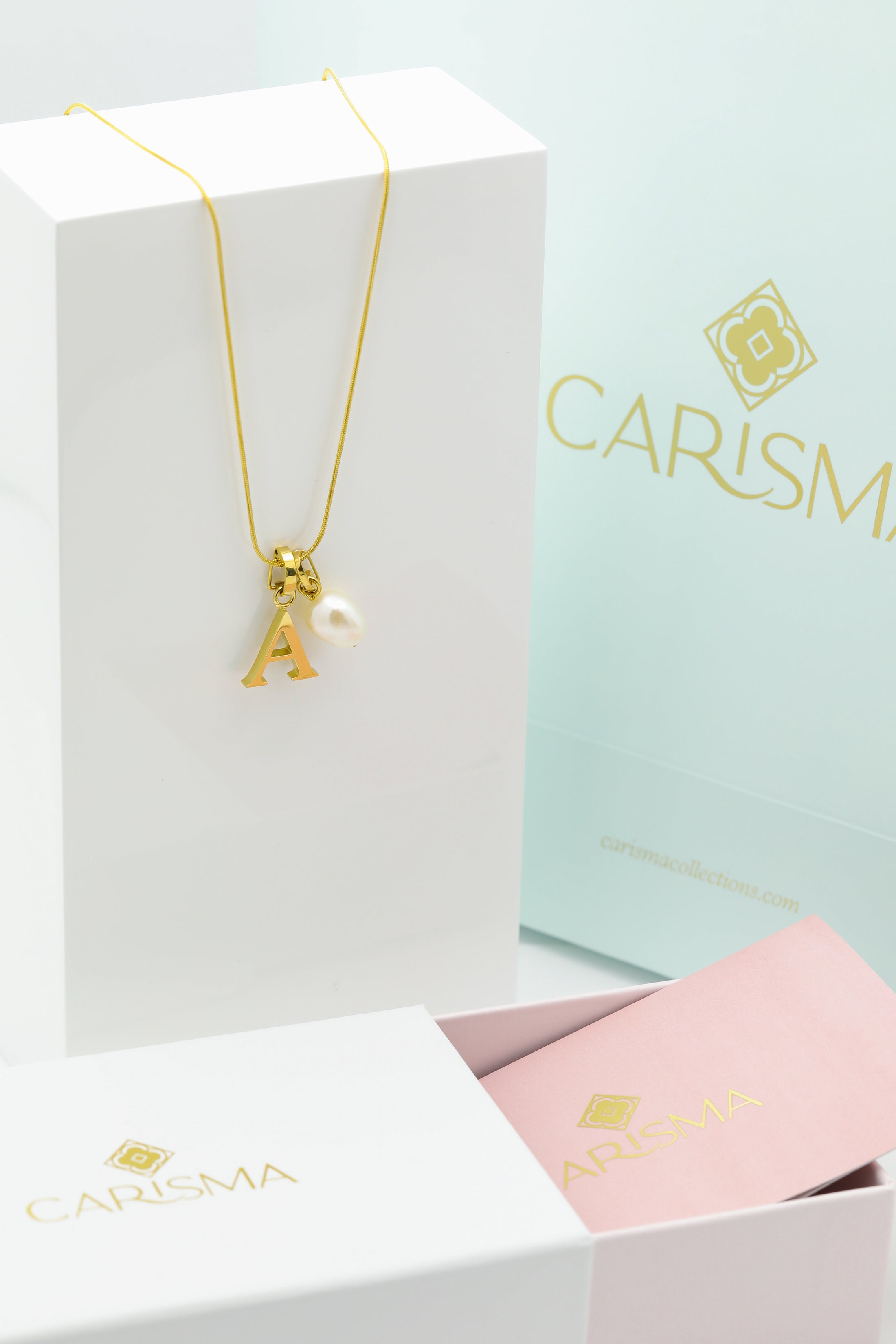 Freshwater Pearl Pendant &amp; Carisma Letter Pendant Gift Set