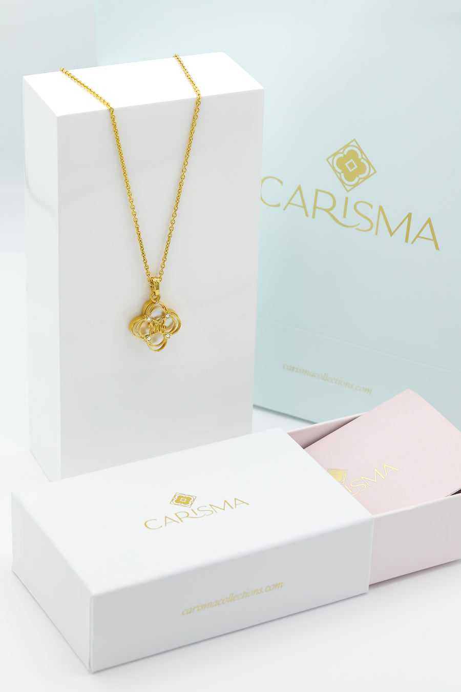 "Ma" Carisma Logo Zirconia & Mother of Pearl Pendant Gift Set