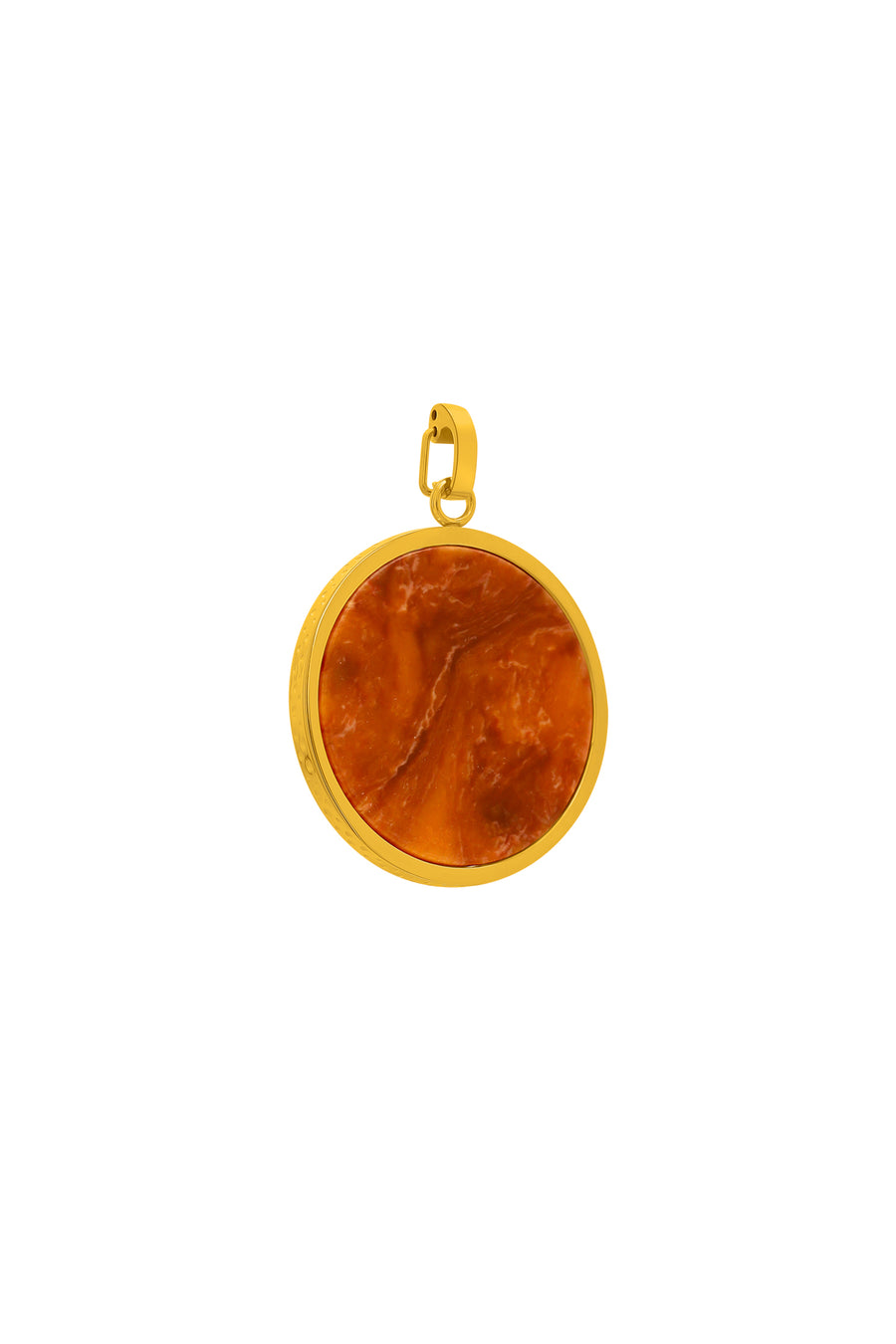 Red Ochre Marble Stone Pitted Edge Large Circle Pendant